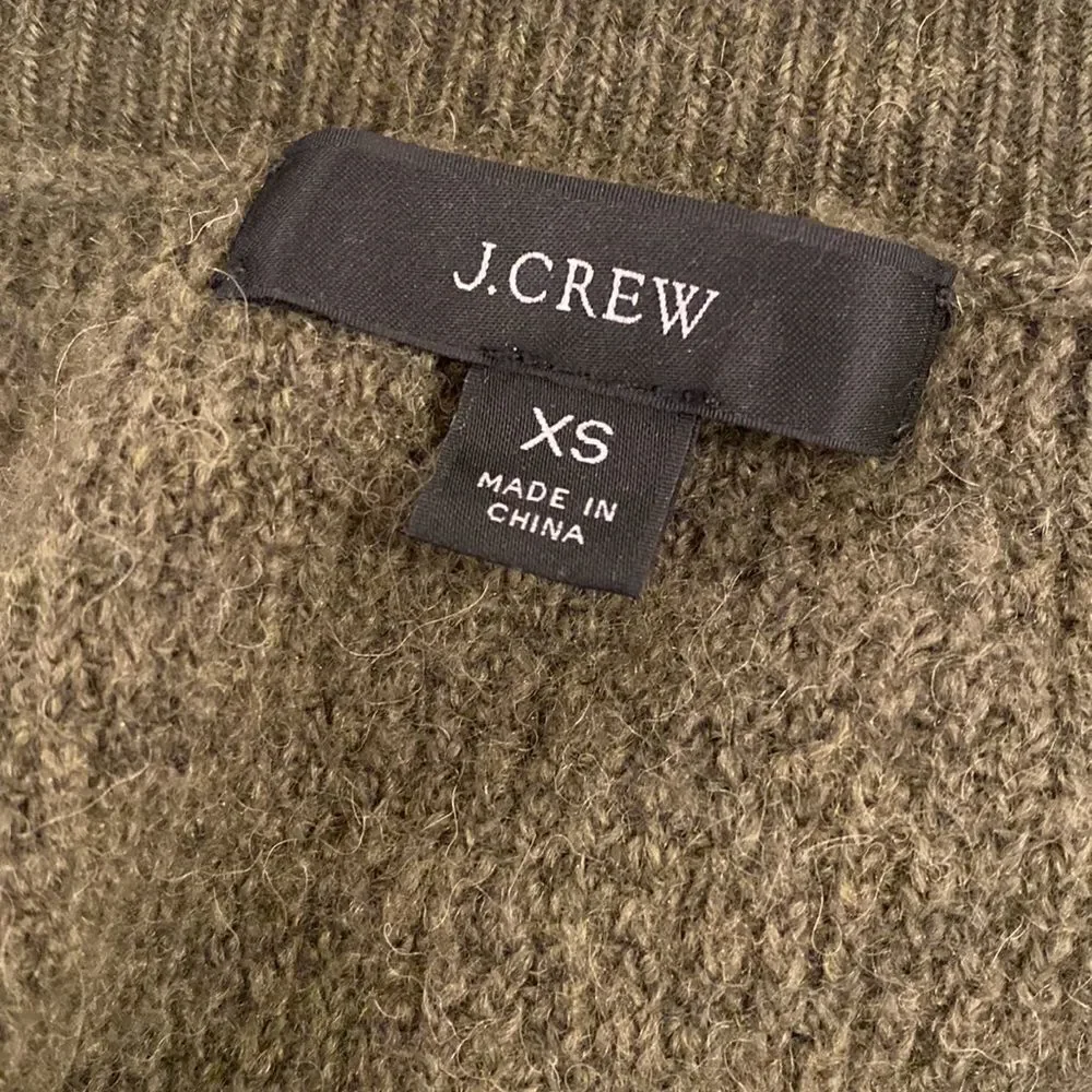 J. Crew green alpaca blend long sleeve pullover sweater size XS
